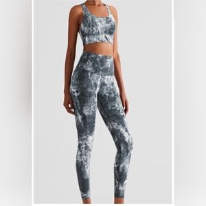 LILAH Set - White Tye Dye Sports Bra & Leggings 2 PC Set  Limited Release Size:S